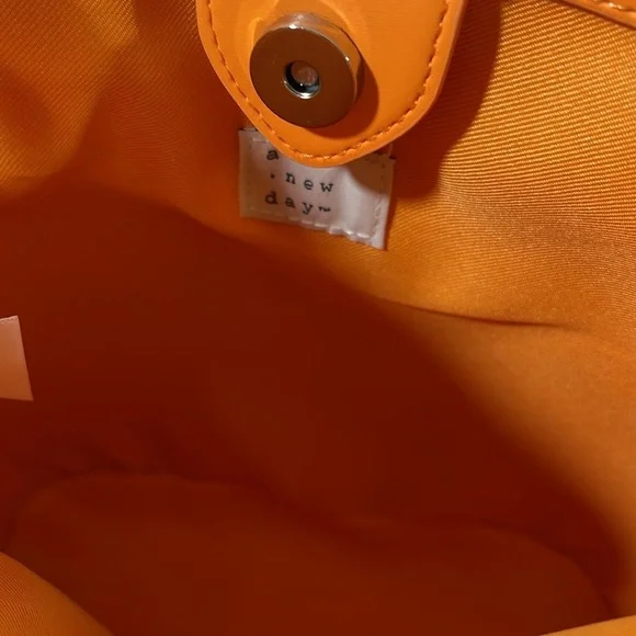 A NEW DAY Orange Basket Weave Woven Bucket Bag/Purse Shoulder Crossbody NEW - Picture 9 of 16